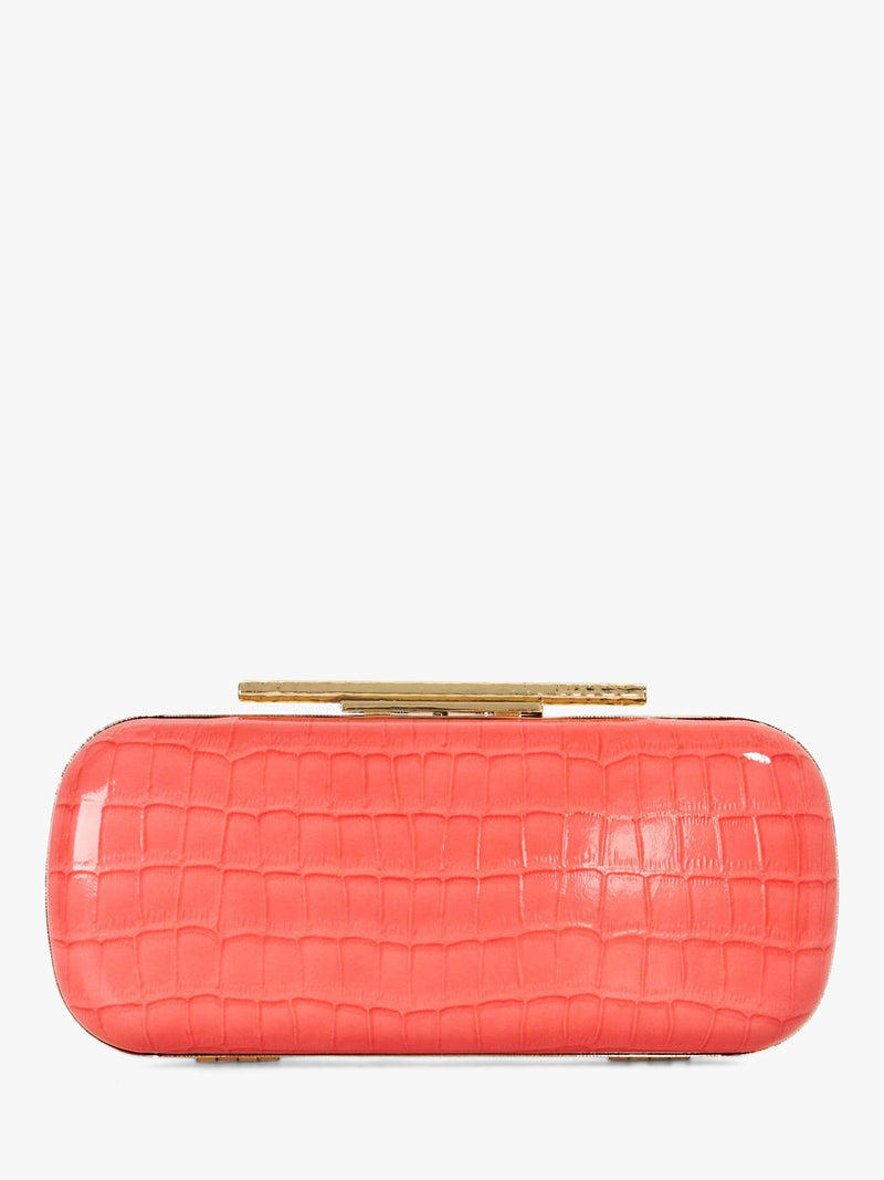 Dune London clutch bag coral with chain strap, imported from the UK