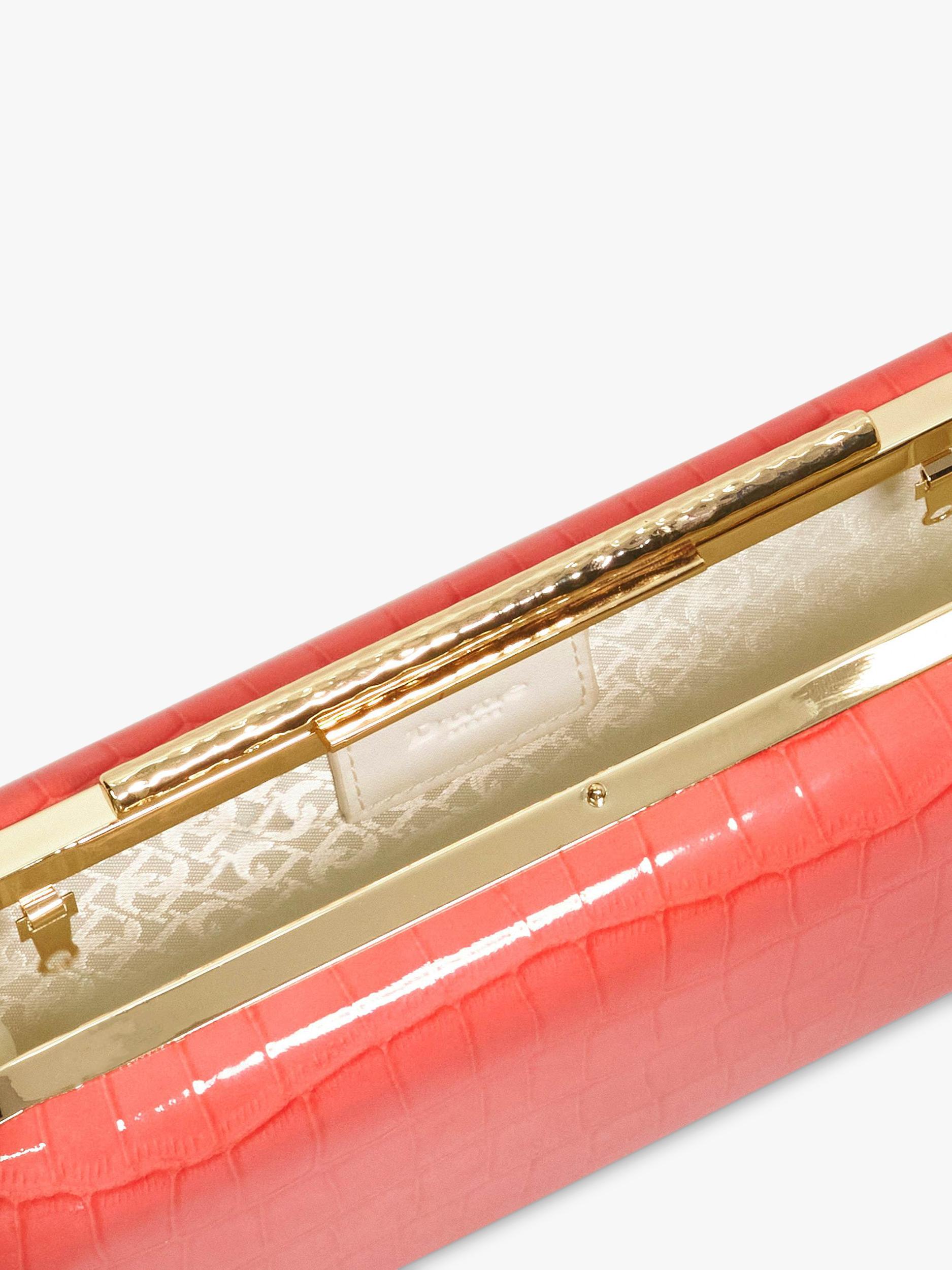 Dune London clutch bag coral with chain strap, imported from the UK
