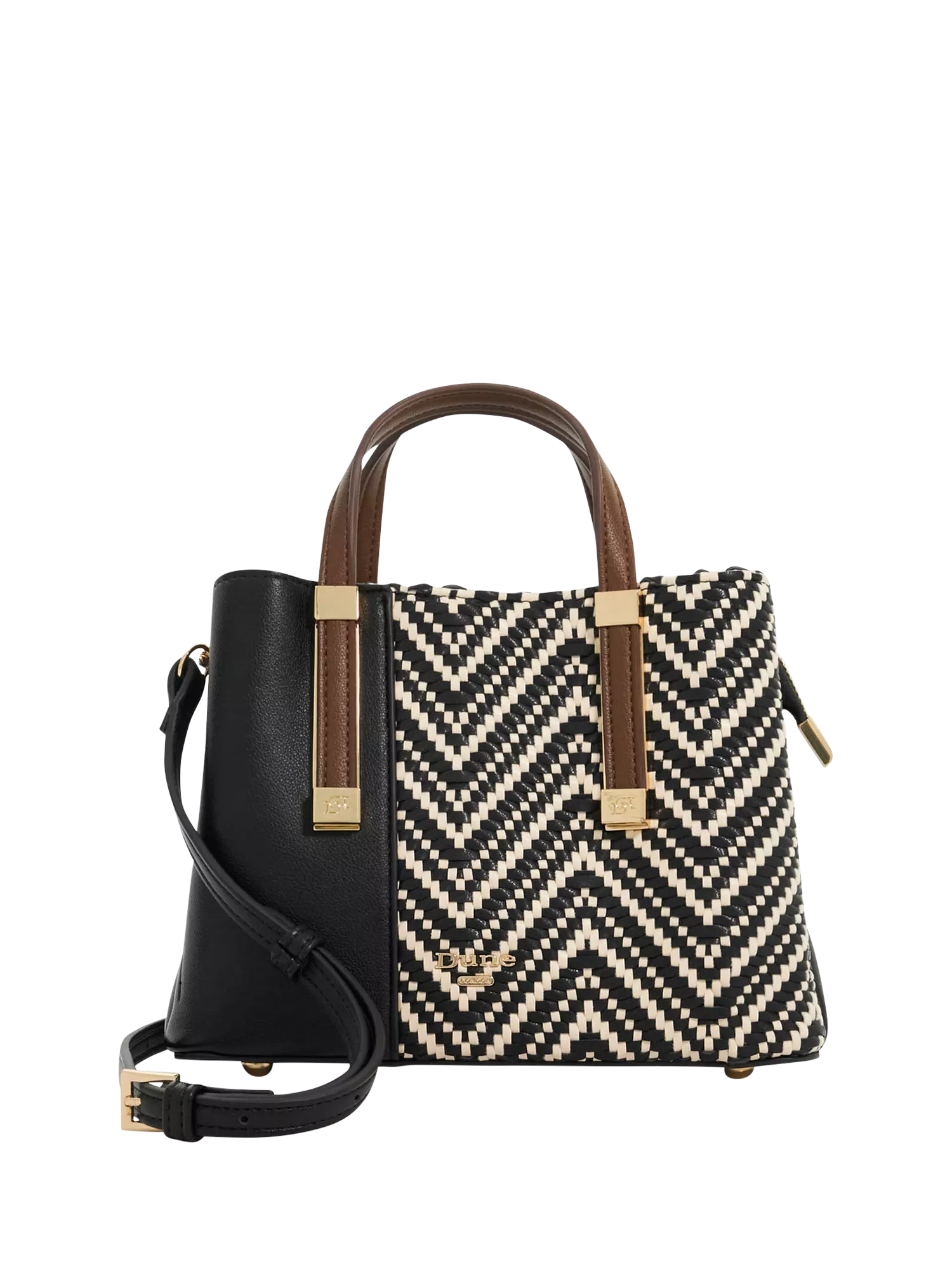 Dune London Dinkydorry textured handbag black white small (British brand)