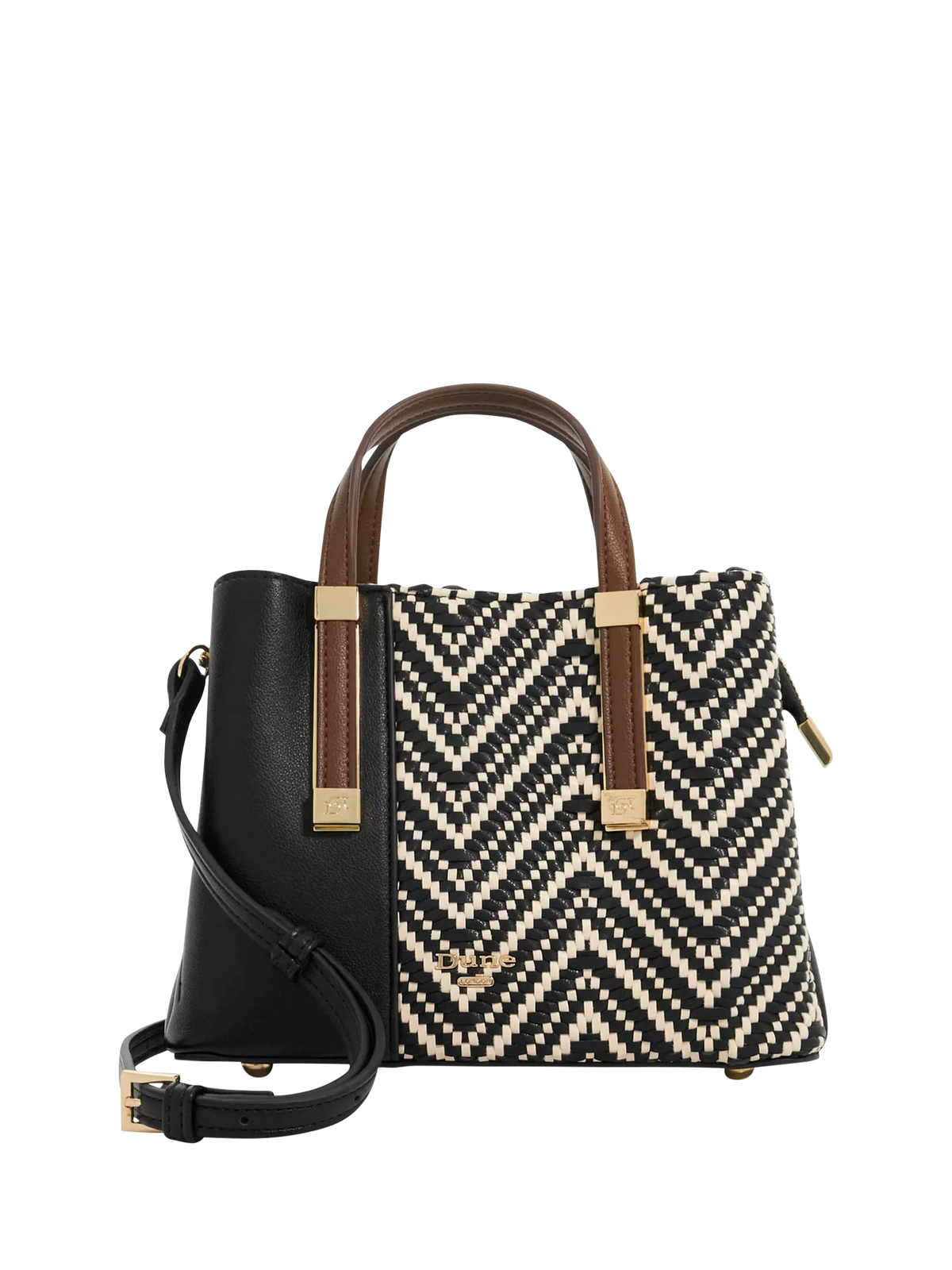 Dune London Dinkydorry textured handbag black white small (British brand)