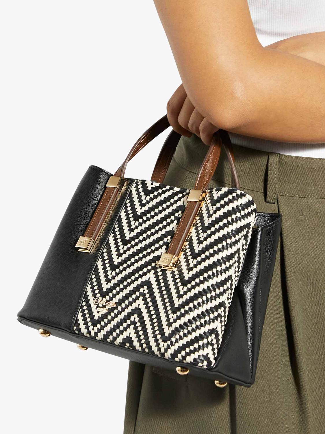 Dune London Dinkydorry textured handbag black white small (British brand)