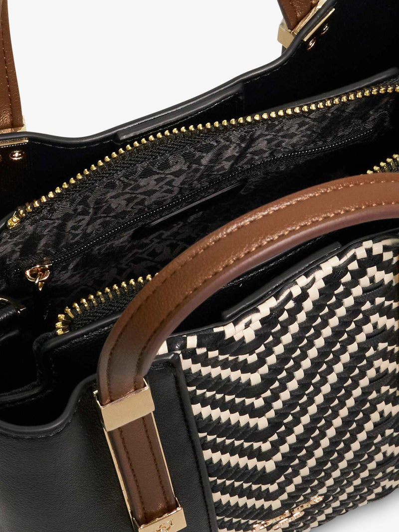 Dune London Dinkydorry textured handbag black white small (British brand)