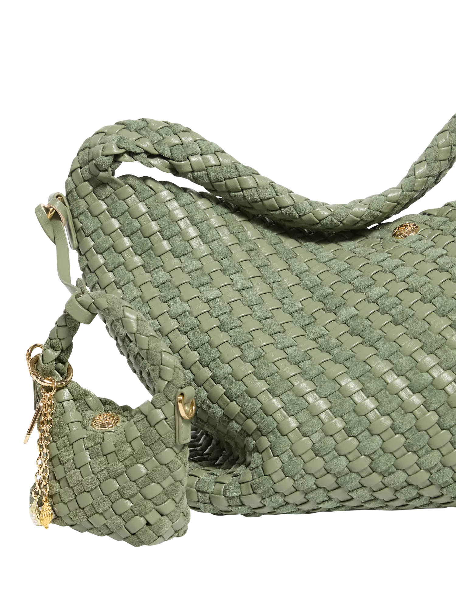 Dune London Deliberatexs Woven Bag Charm, Green