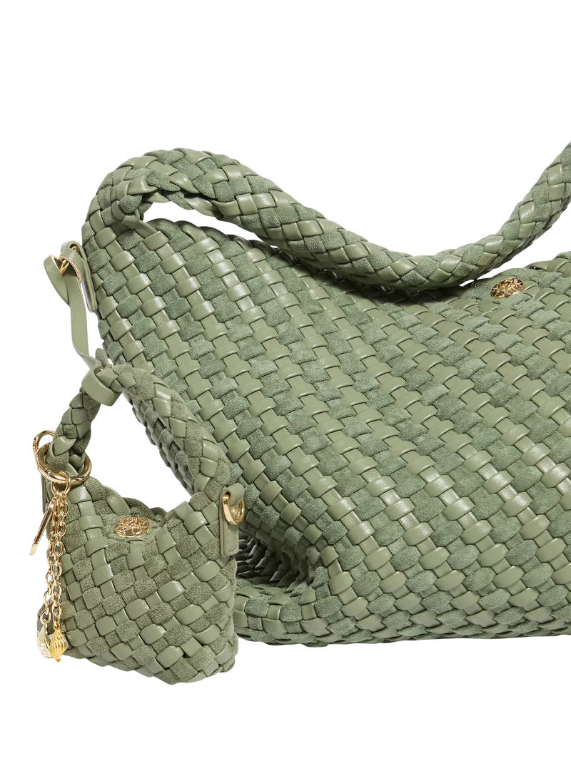 Dune London Deliberatexs Woven Bag Charm, Green