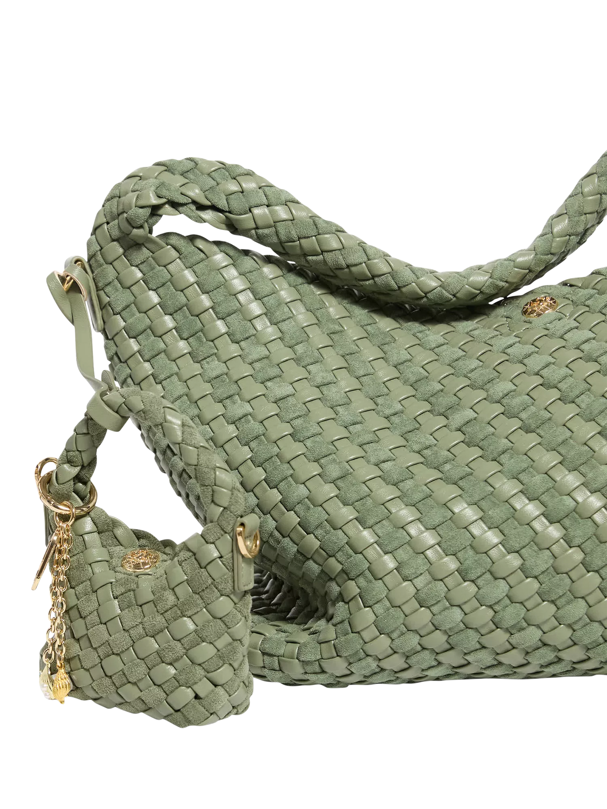 Dune London Deliberatexs Woven Bag Charm, Green