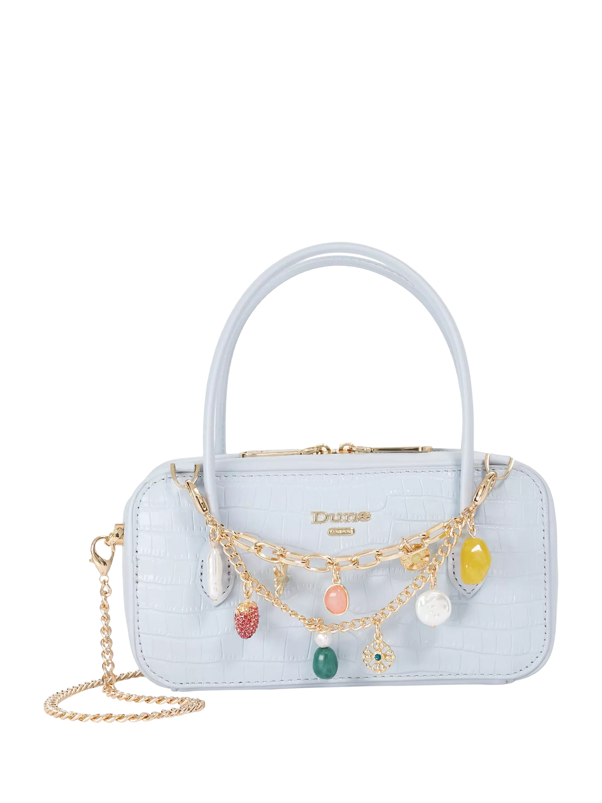 Dune London Song leather charm micro bag, imported from the UK