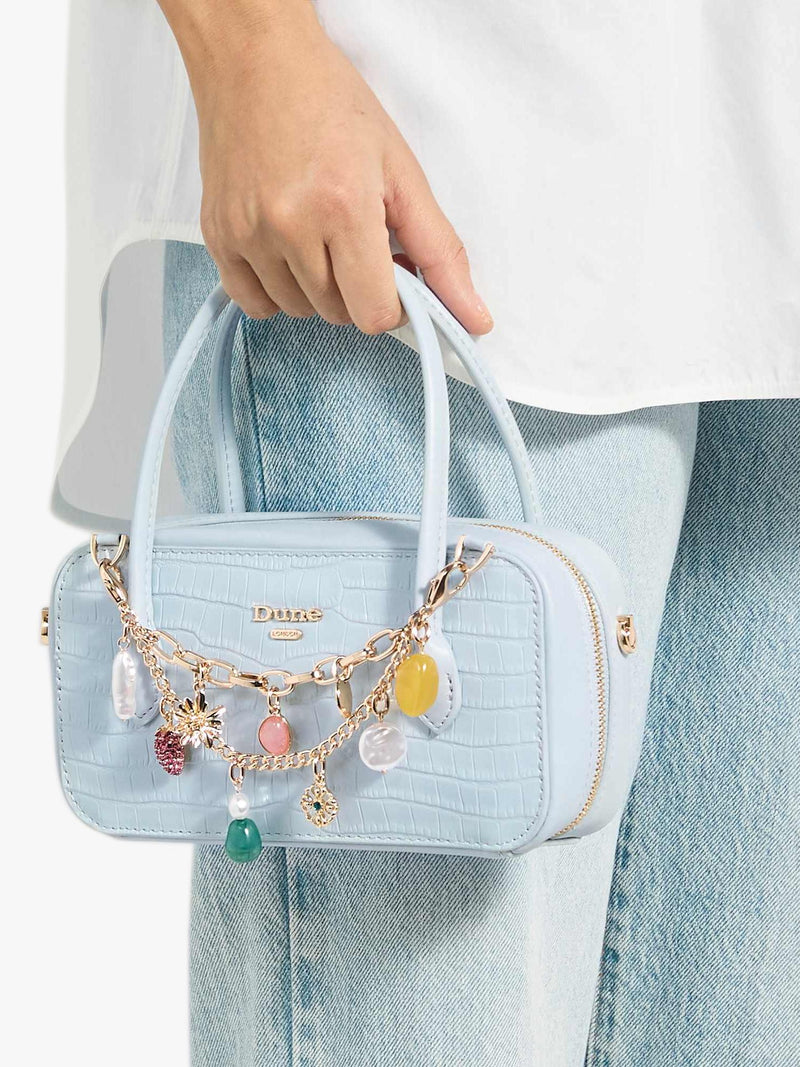 Dune London Song leather charm micro bag, imported from the UK