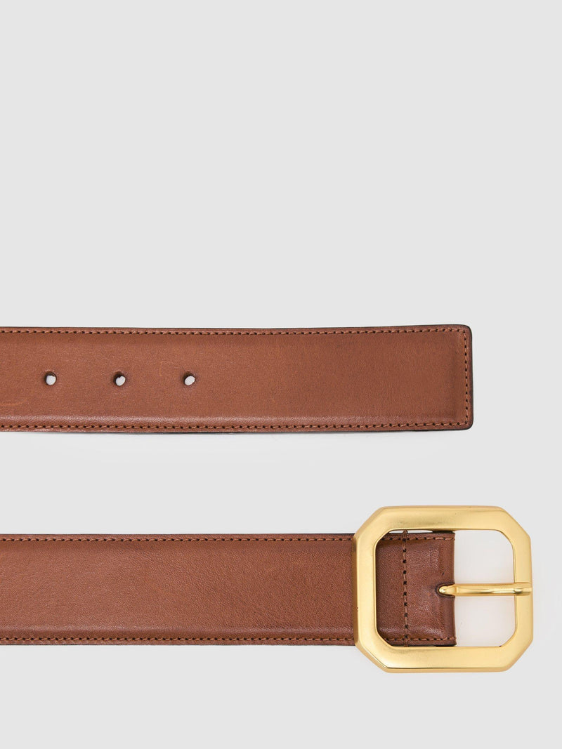 Reiss tan pure leather belt with square buckle - British product