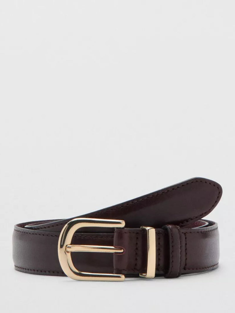 Mango Pure Patent Leather Belt, Bordeaux, M