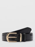 Mango Pure Patent Leather Belt, Black, S