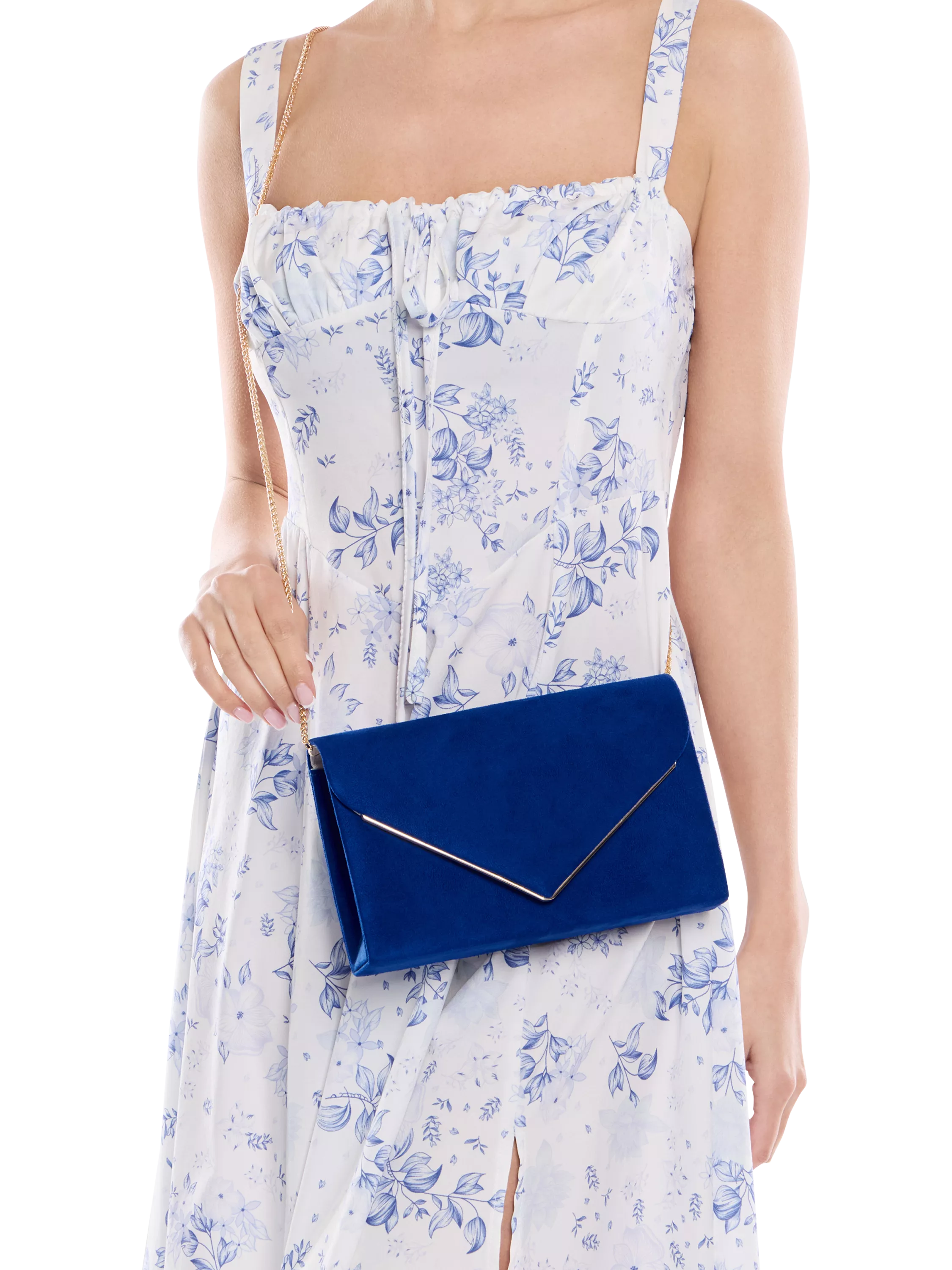 Paradox London Delyssa royal blue clutch bag (British brand)