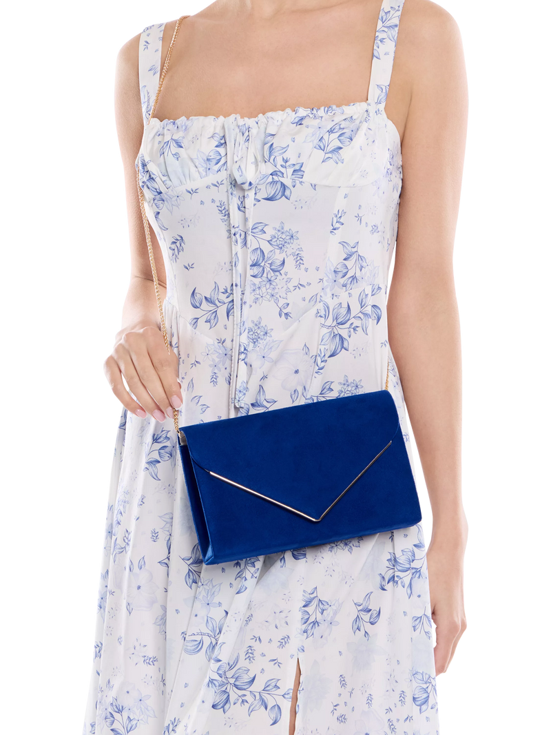 Paradox London Delyssa royal blue clutch bag (British brand)