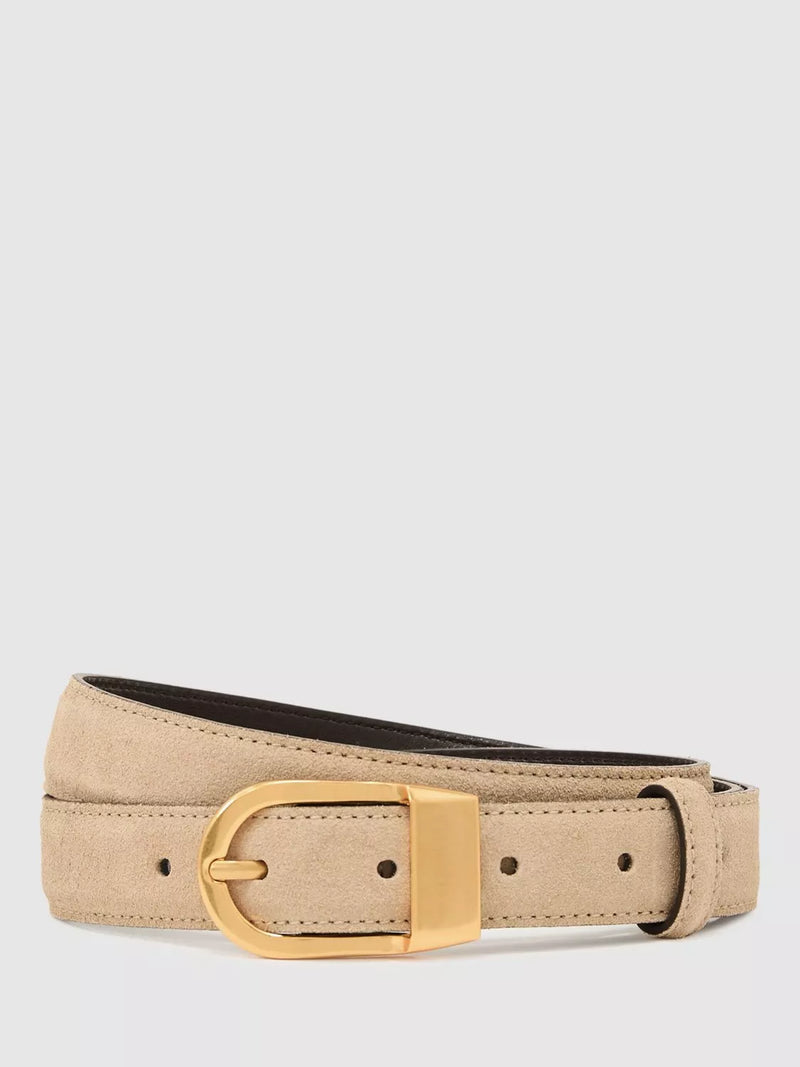 Reiss Hazel suede belt Stone 71cm - British product