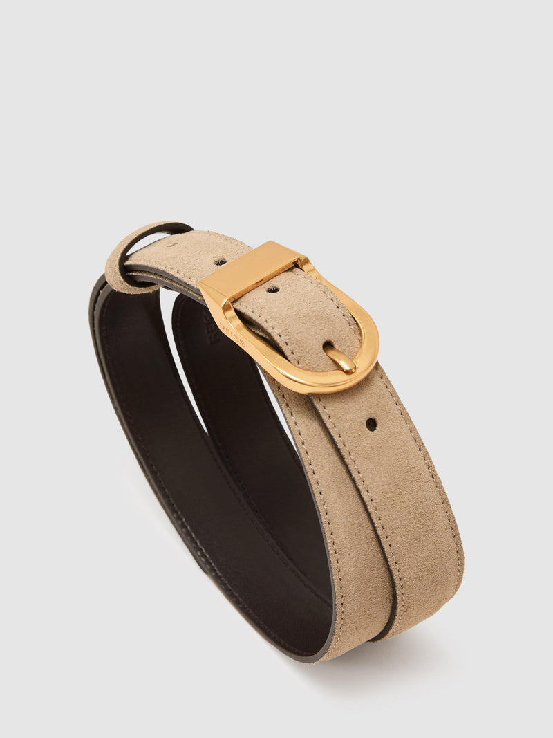 Reiss Hazel suede belt Stone 71cm - British product