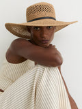 Reiss Astrid straw hat brown leather band, imported from the UK