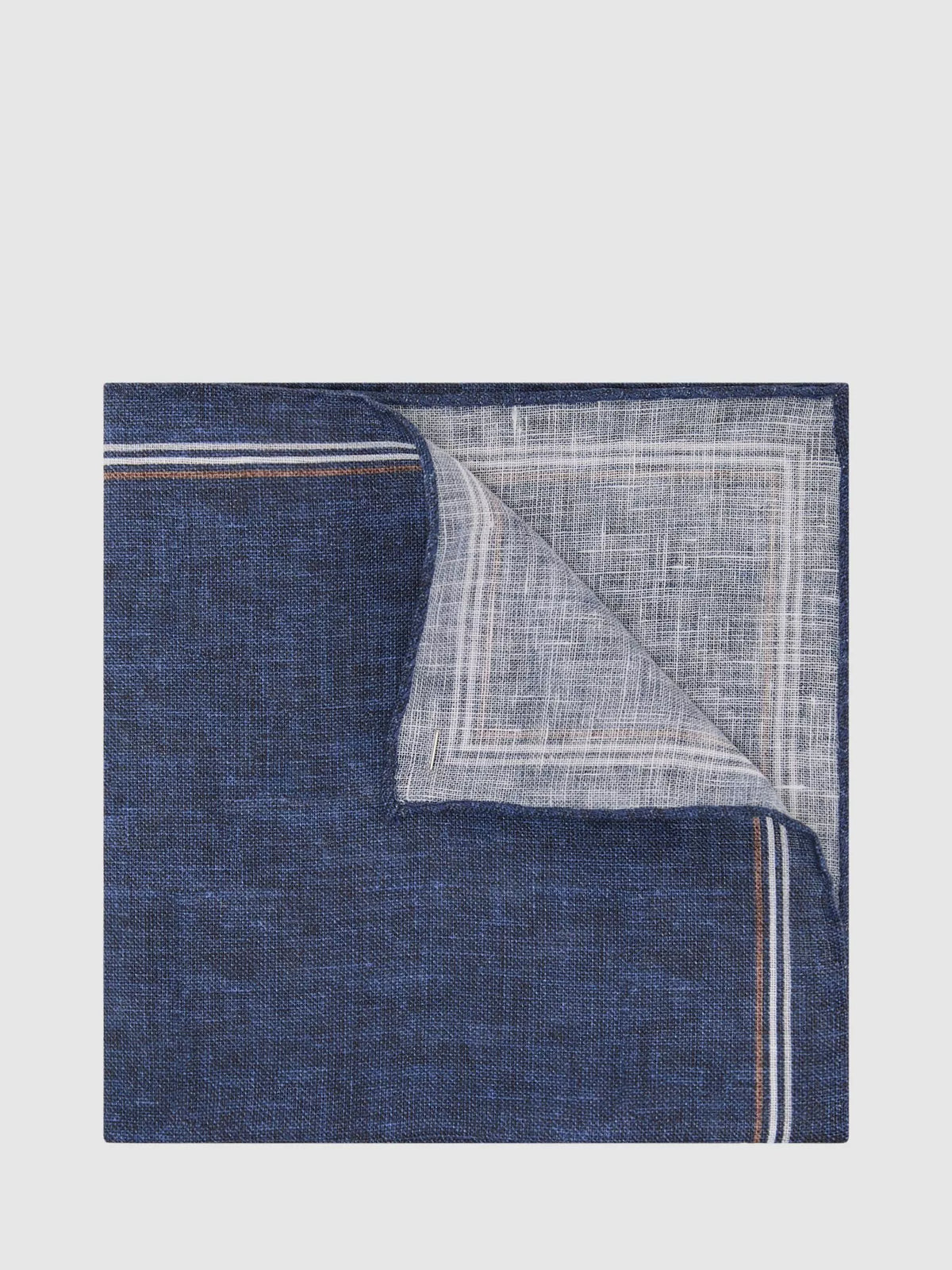 Reiss Claudio Plain Linen Pocket Square, Navy