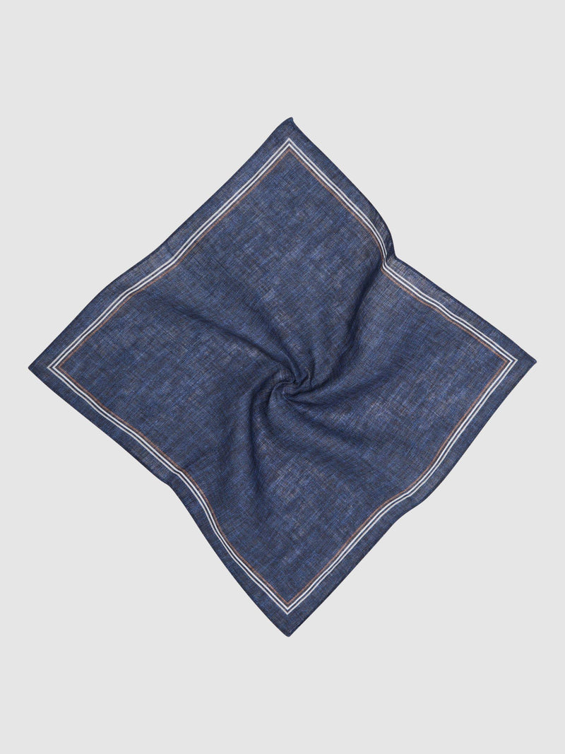 Reiss navy linen pocket square 100% linen, imported from the UK