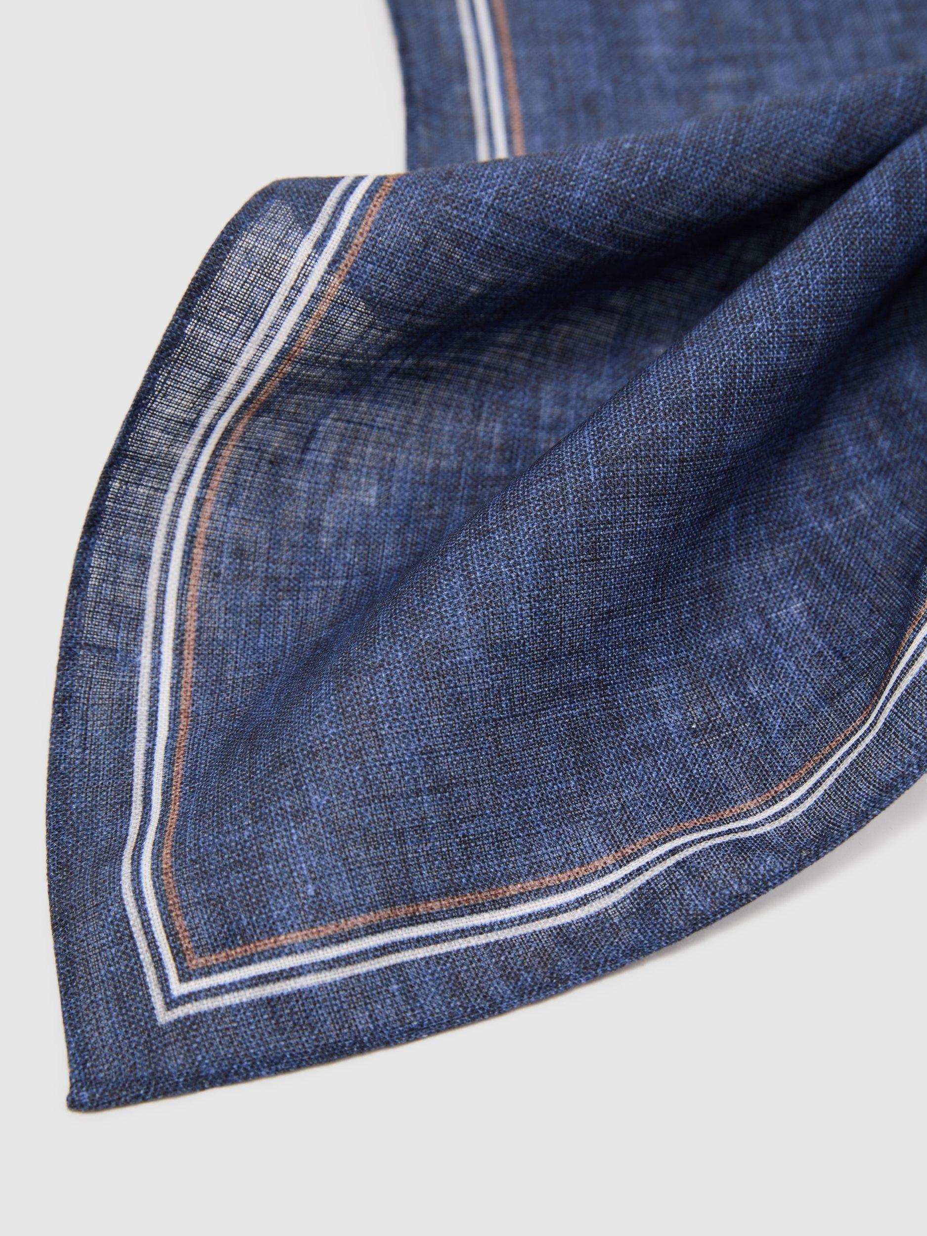 Reiss navy linen pocket square 100% linen, imported from the UK