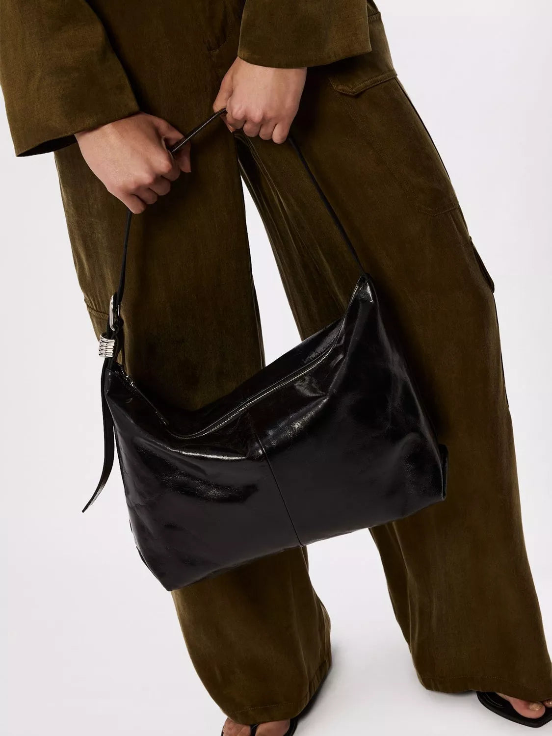 Whistles black leather shoulder bag - British product
