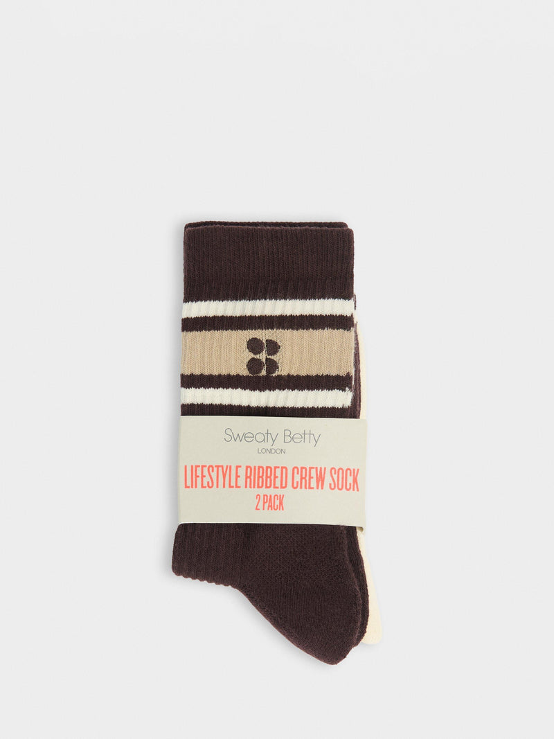 Sweaty Betty Varsity ribbed ankle socks pack 2 (British brand)