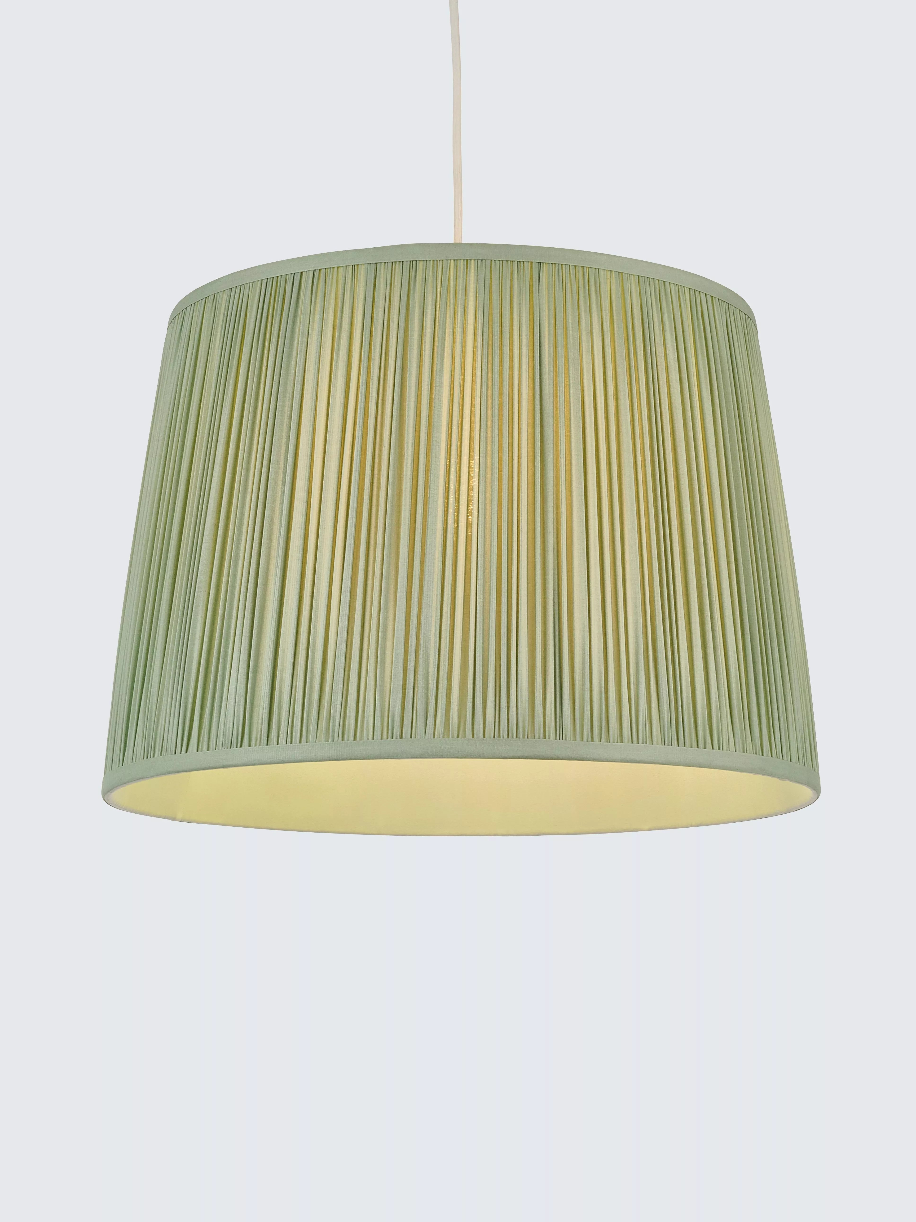 John Lewis Lymington Pleated Silk Tapered Lampshade, Mist, H21 x Dia.30cm