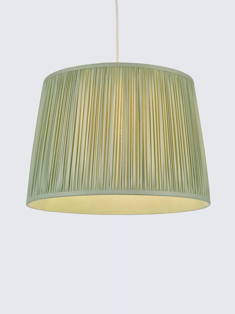 John Lewis Lymington Pleated Silk Tapered Lampshade, Mist, H21 x Dia.30cm