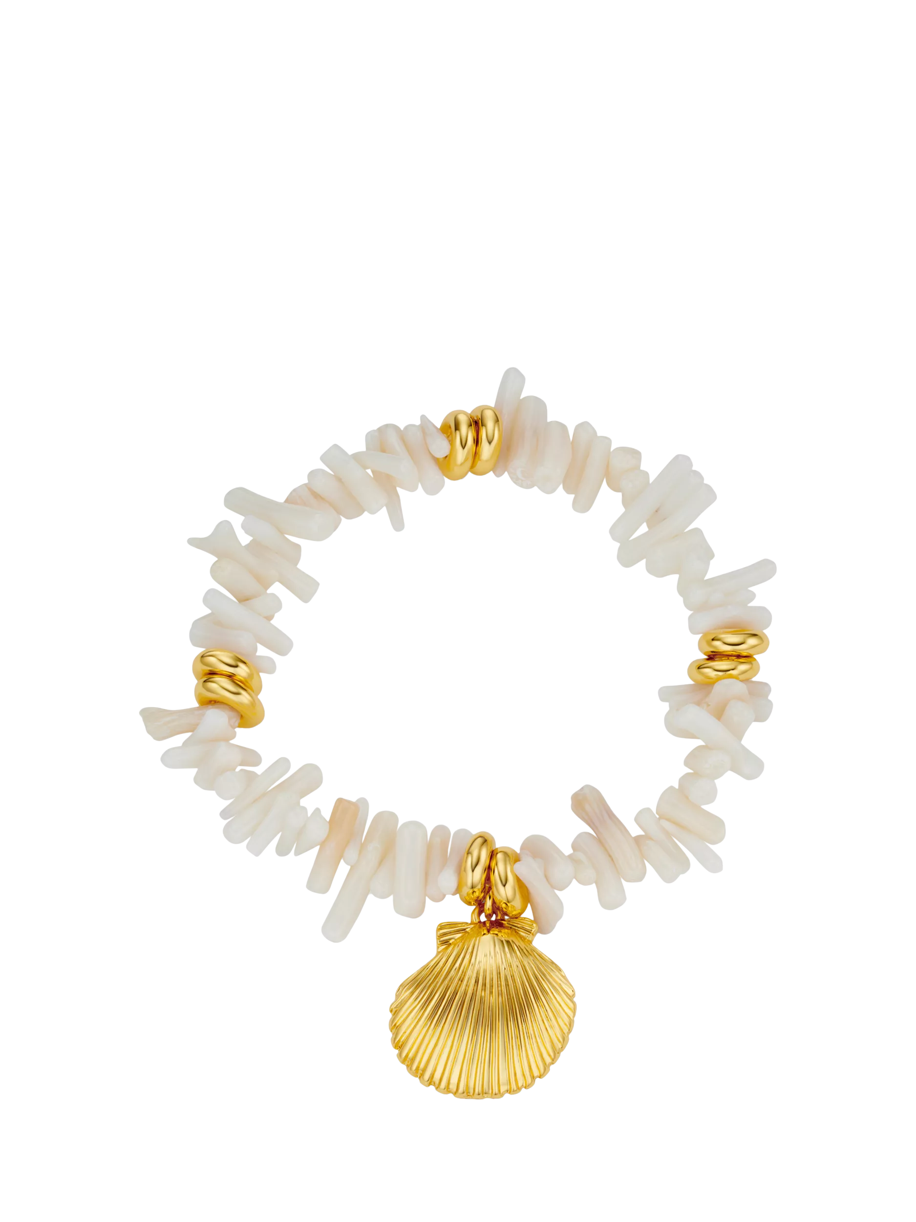 Orelia shell beaded bracelet cream gold - British product