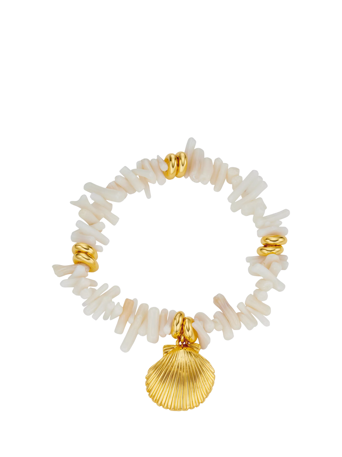 Orelia shell beaded bracelet cream gold - British product