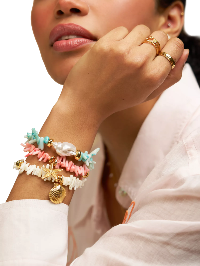 Orelia shell beaded bracelet cream gold - British product