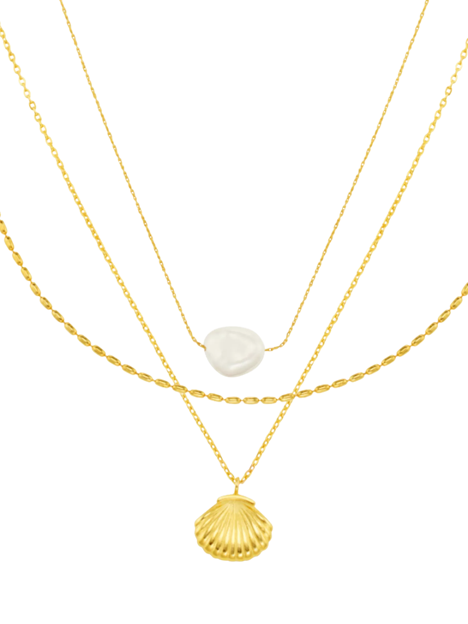 Orelia 3-row pearl necklace gold plated - British product