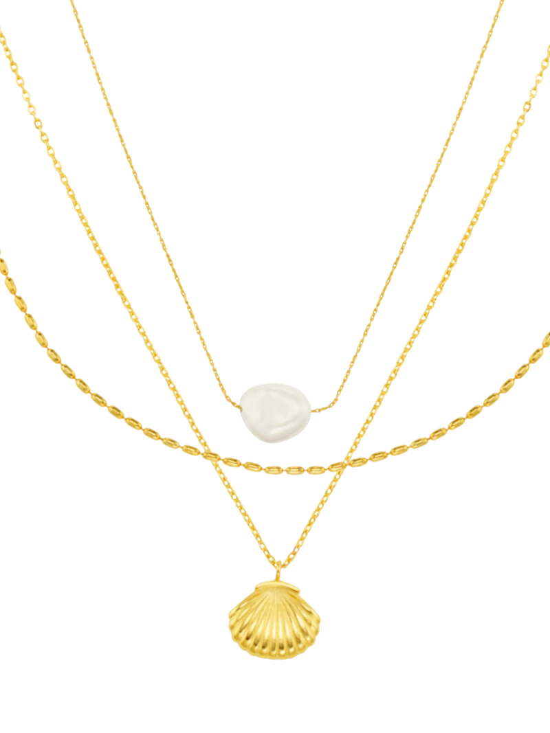 Orelia 3-row pearl necklace gold plated - British product