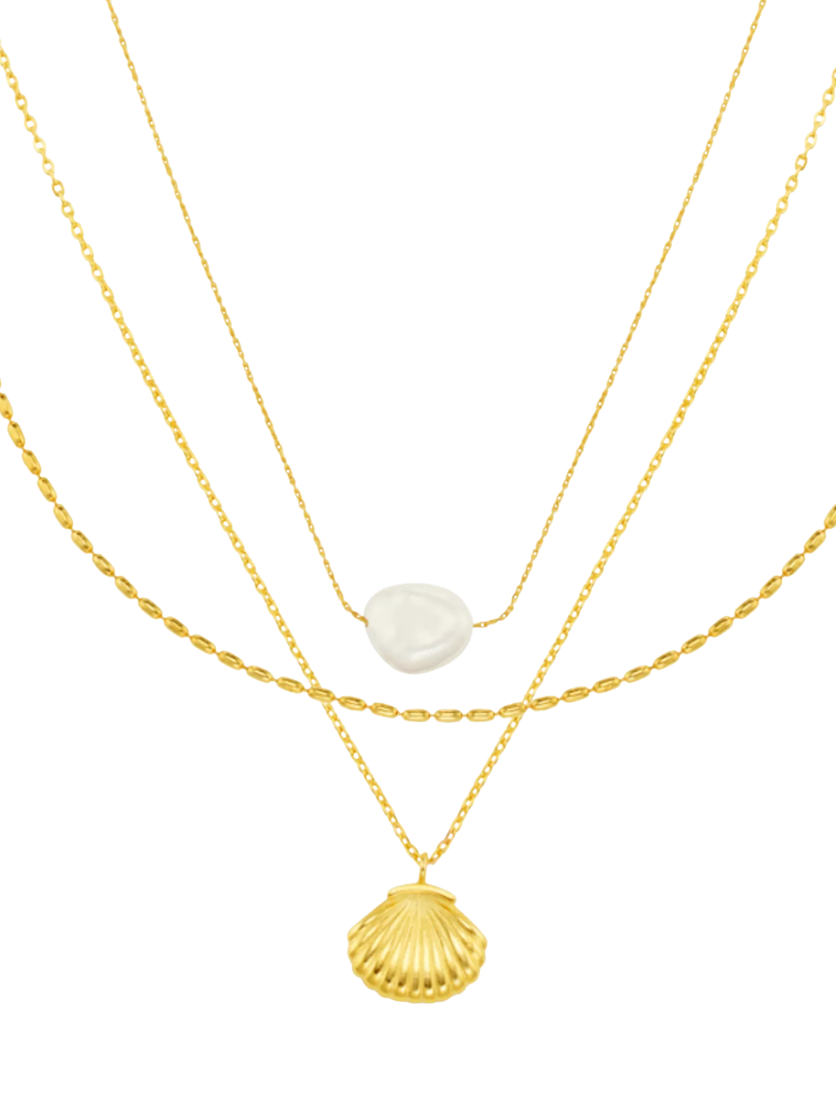 Orelia 3-row pearl necklace gold plated - British product