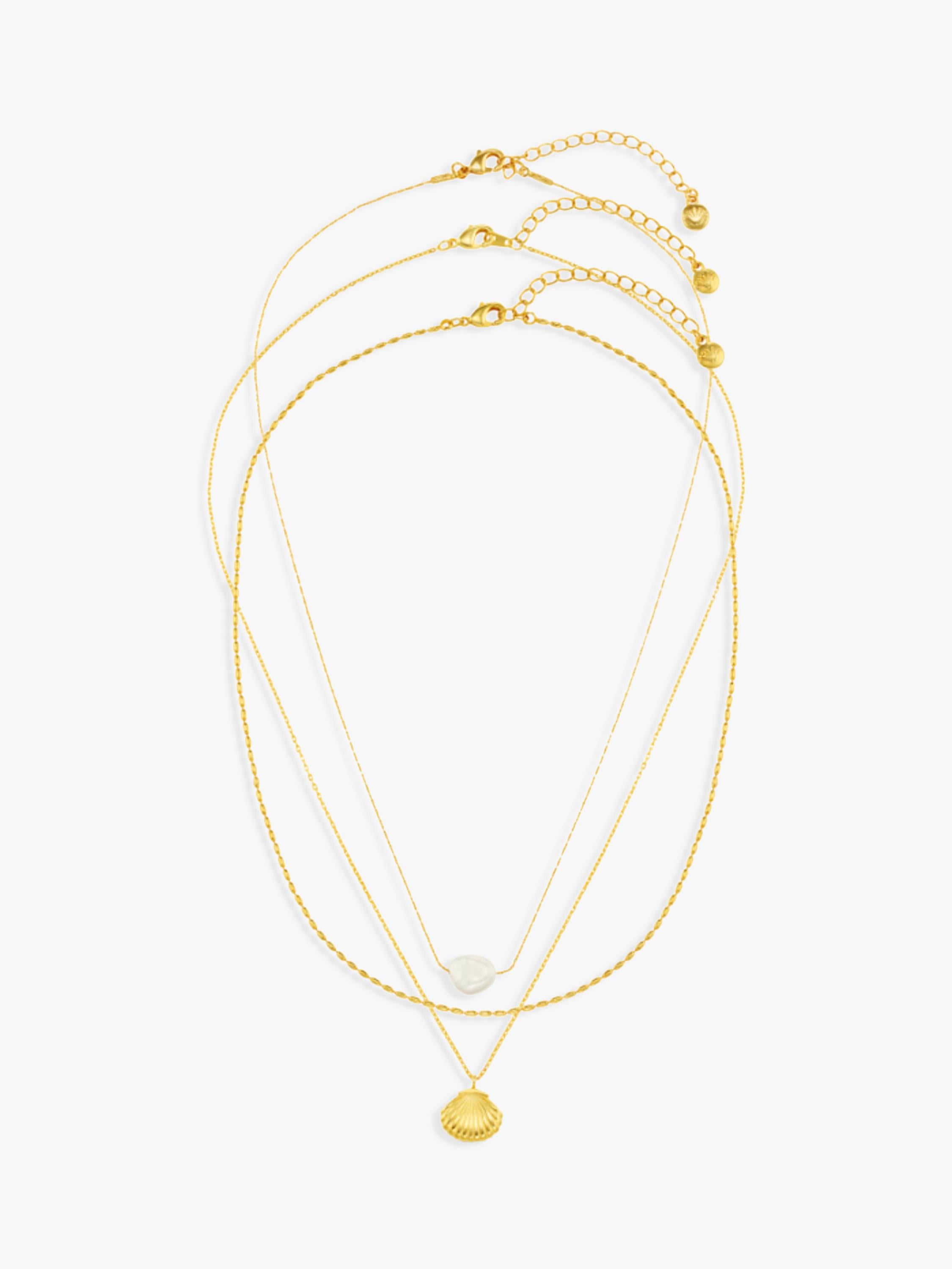 Orelia 3-row pearl necklace gold plated - British product