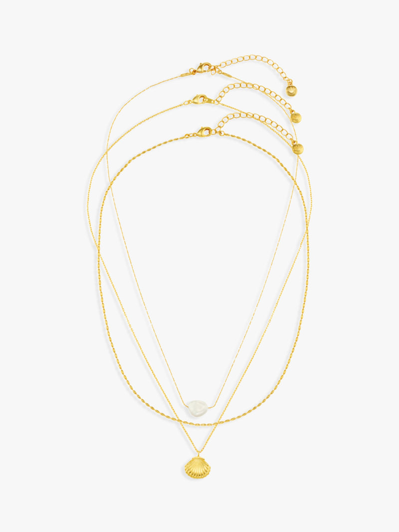 Orelia 3-row pearl necklace gold plated - British product