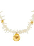 Orelia Statement Coral Chip and Shell Necklace, Cream/Gold