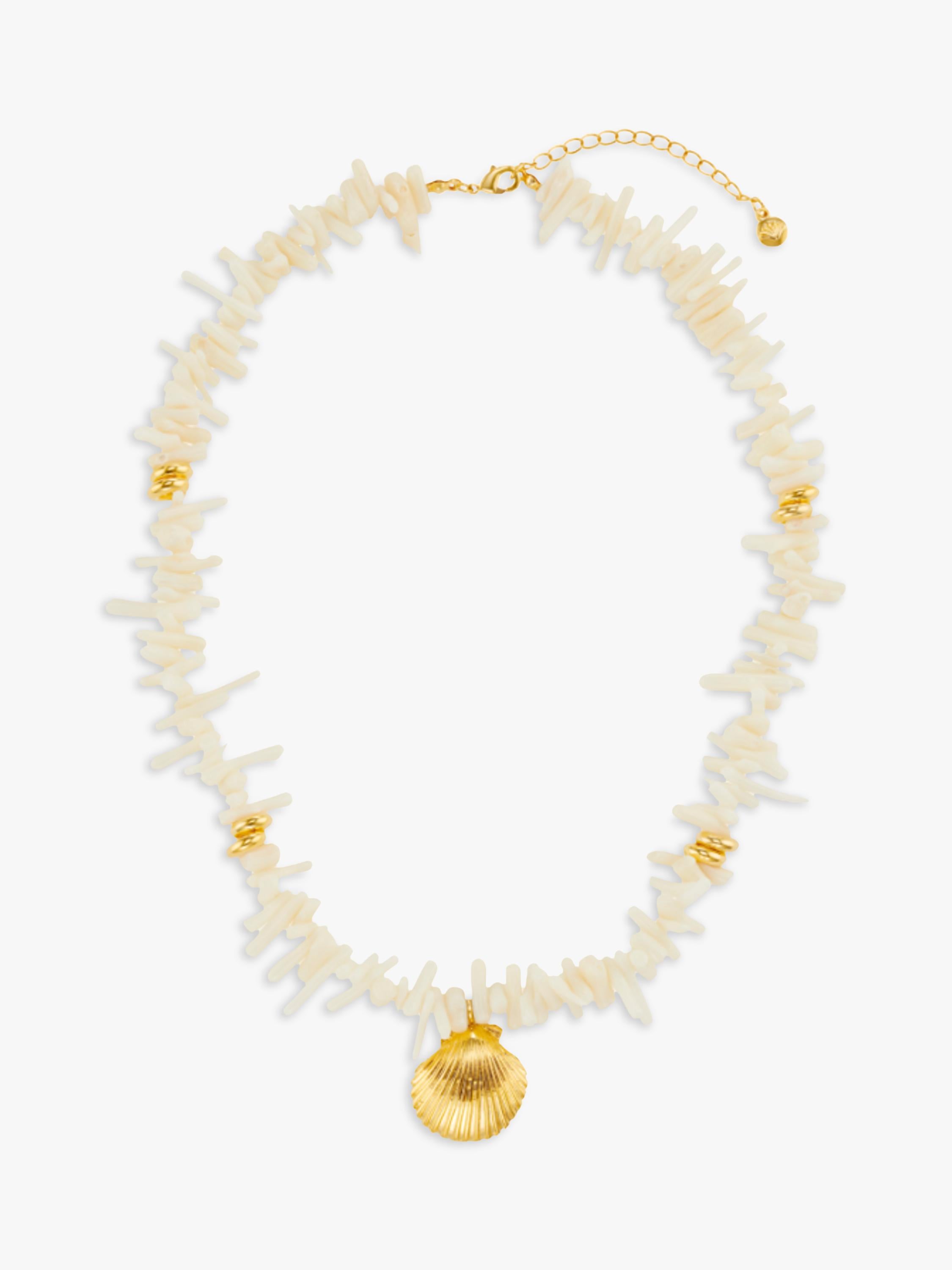 Orelia coral chip and shell necklace cream gold - British product