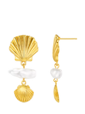 Orelia gold plated shell and faux pearl drop earrings, imported from the UK