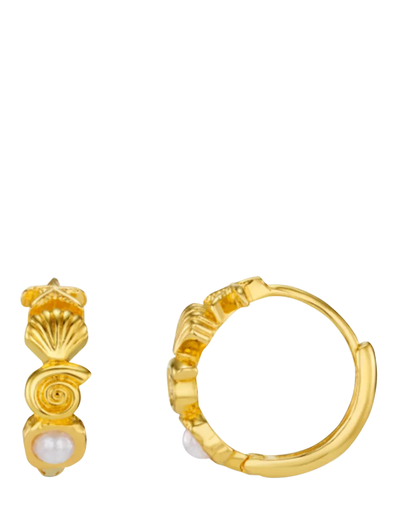 Orelia Seaside Motif Hoop Earrings, Gold