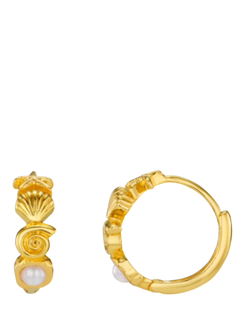 Orelia Seaside Motif Hoop Earrings, Gold