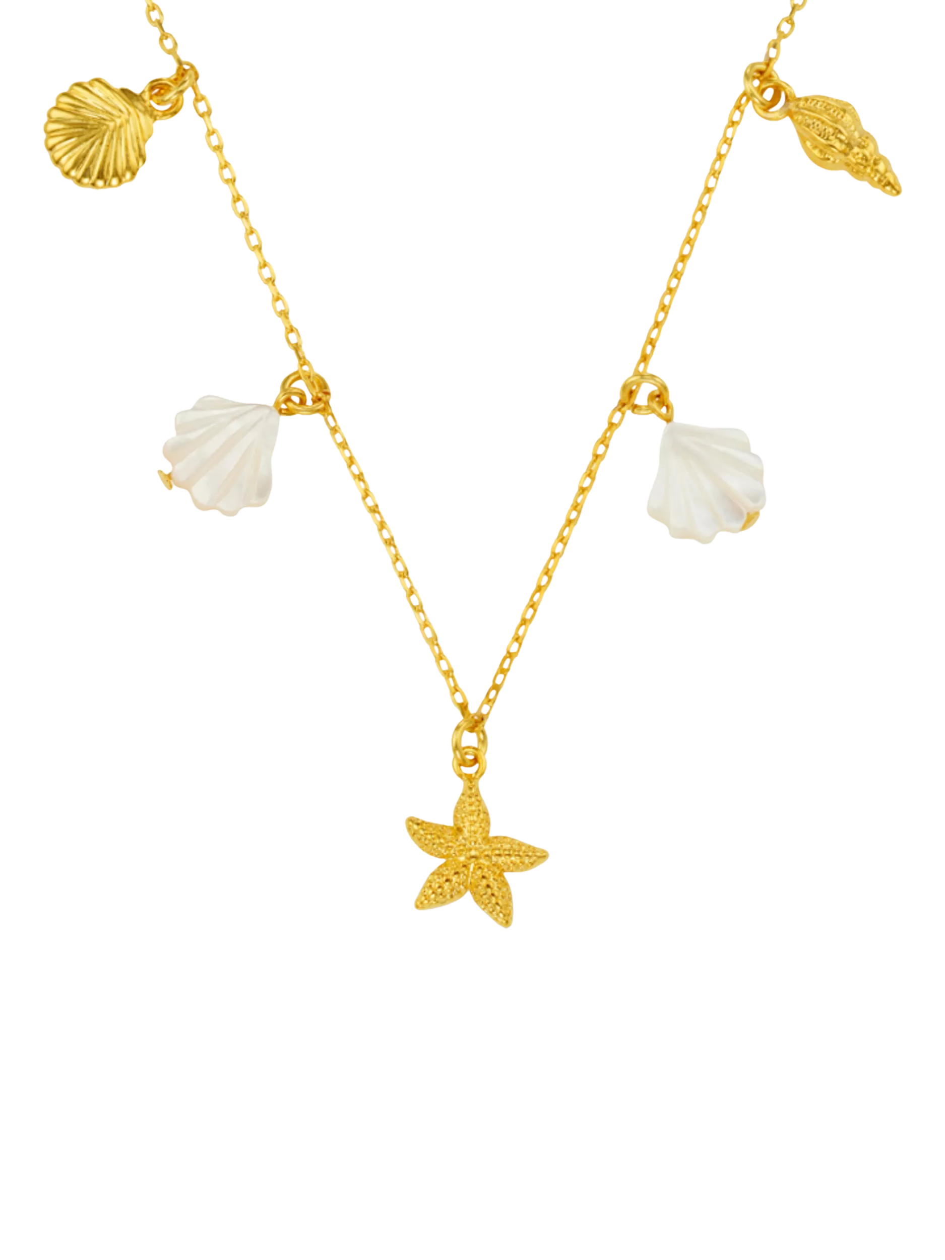 Orelia gold charm necklace with shell and starfish charms - British product