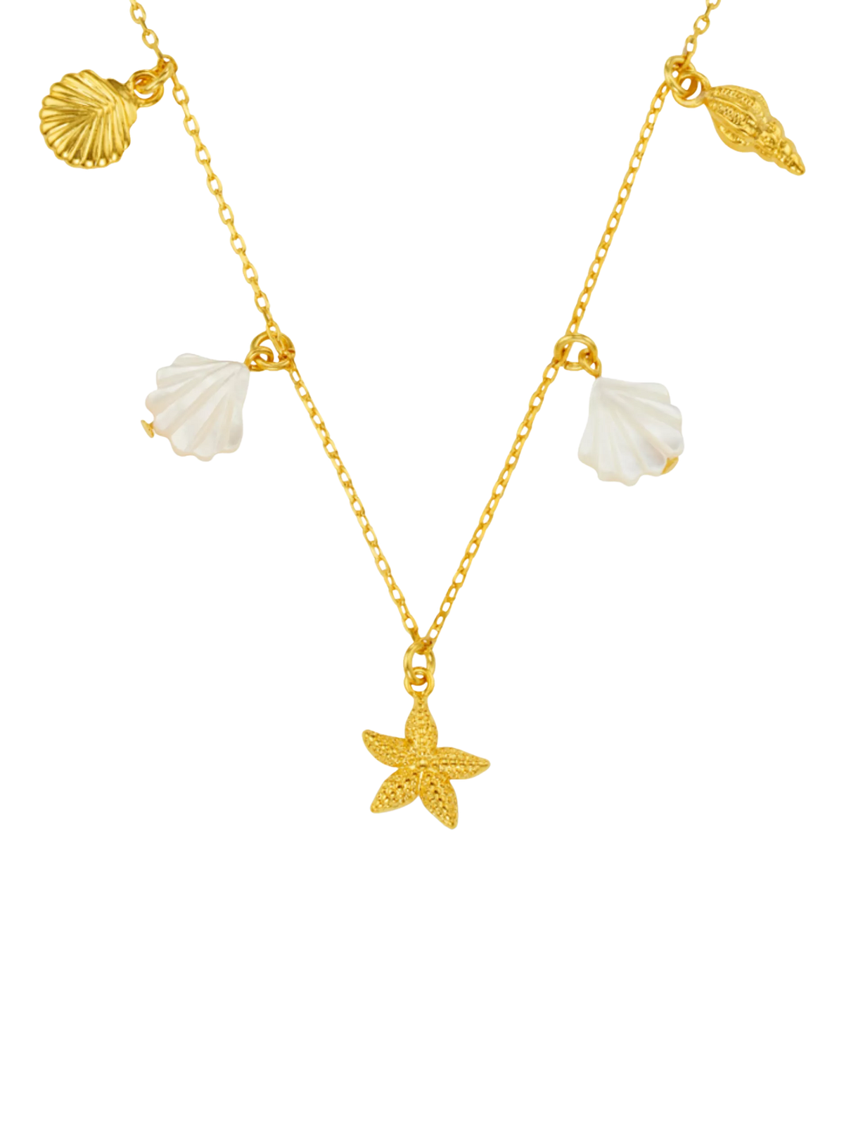 Orelia gold charm necklace with shell and starfish charms - British product