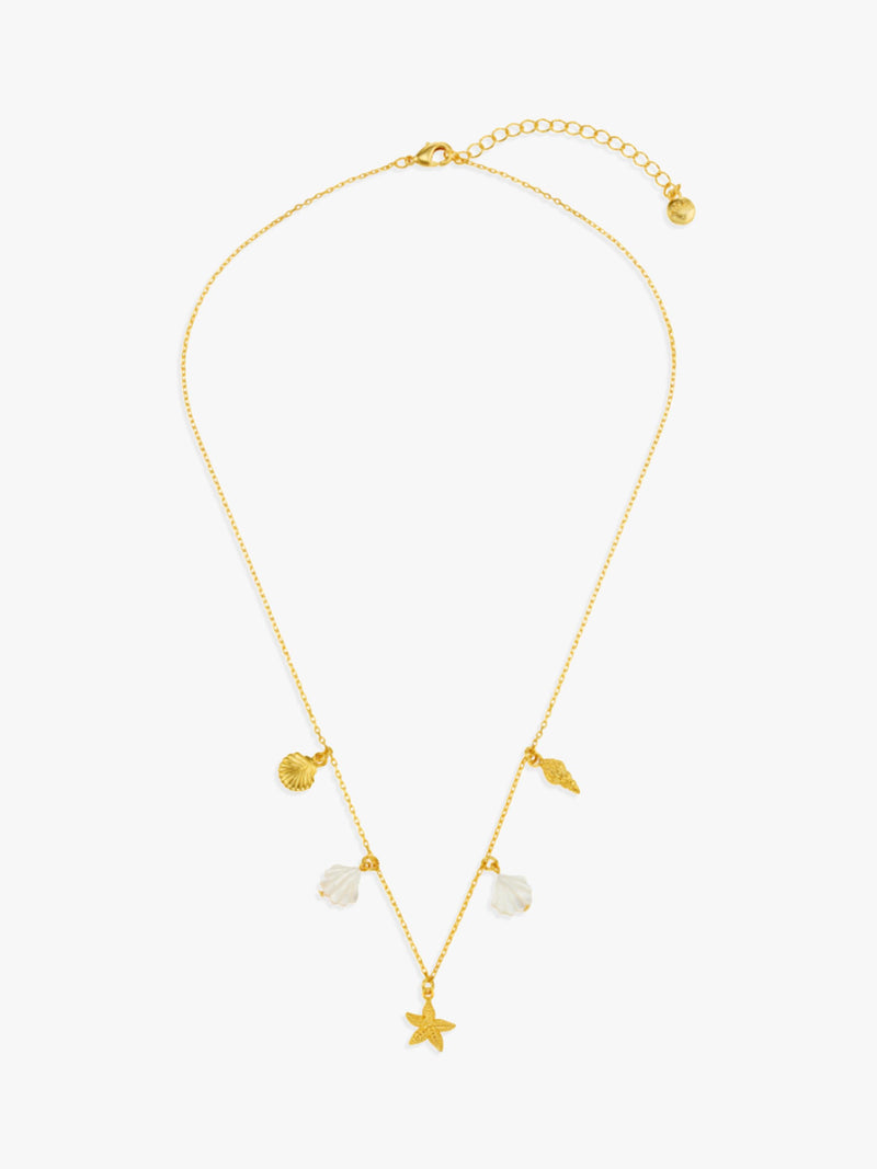Orelia gold charm necklace with shell and starfish charms - British product