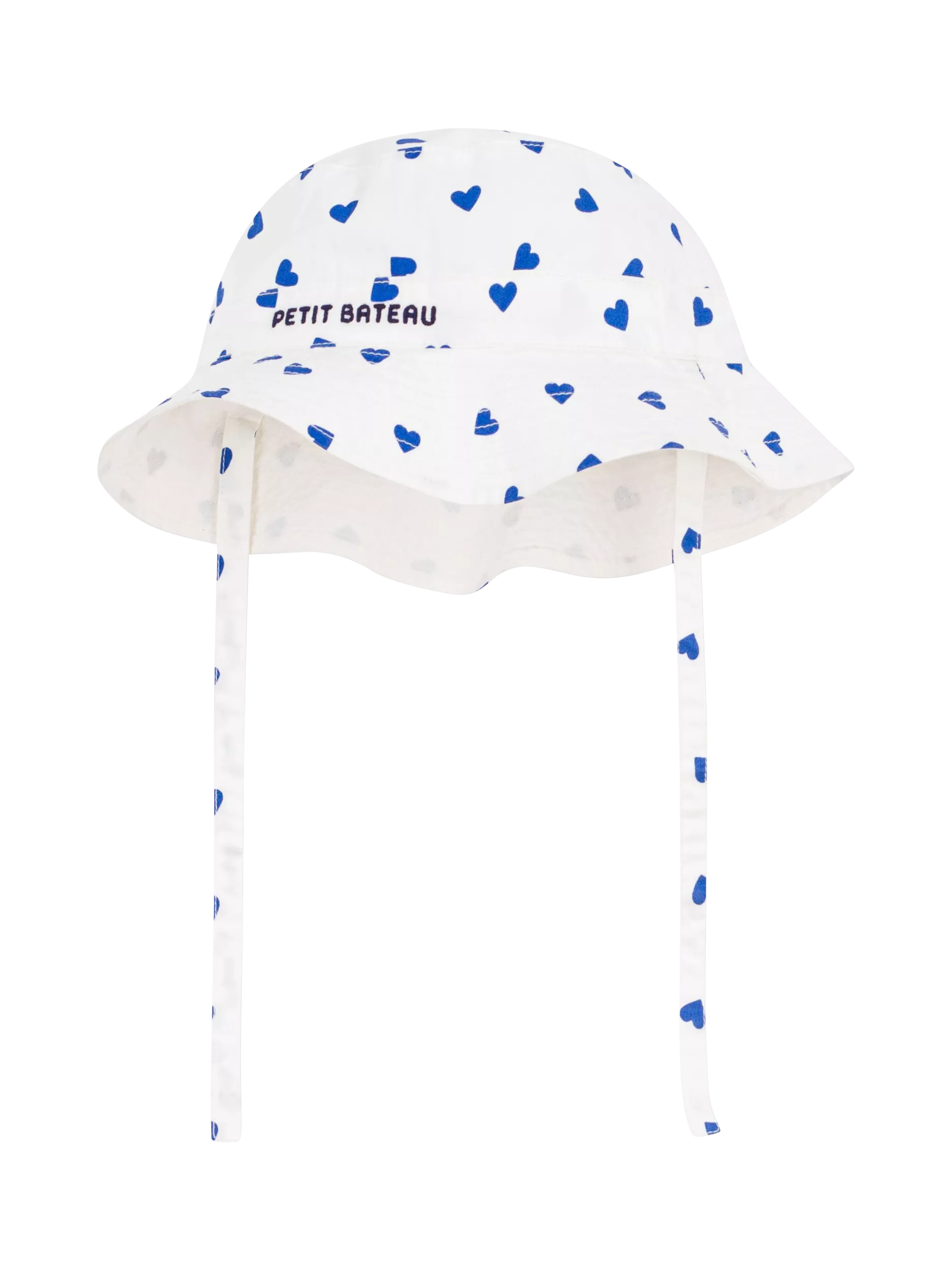 Petit Bateau kids sun hat with heart print white blue (British brand)