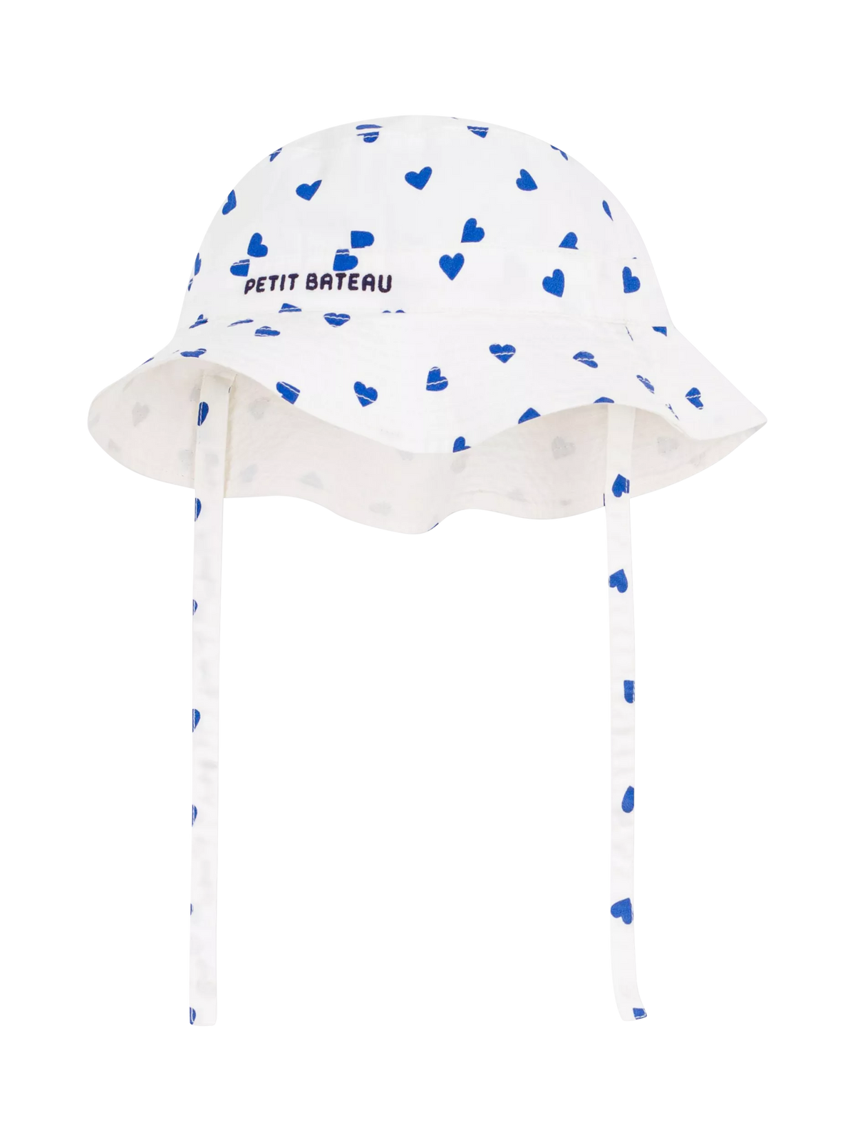 Petit Bateau kids sun hat with heart print white blue (British brand)