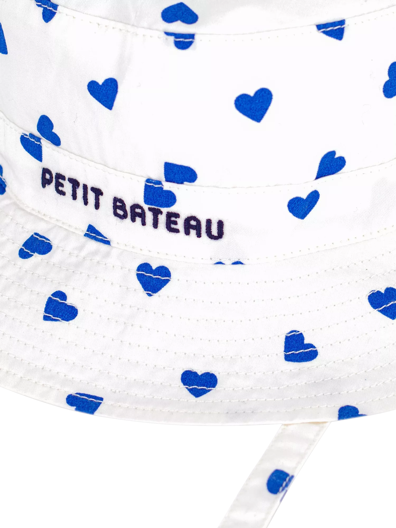 Petit Bateau kids sun hat with heart print white blue (British brand)