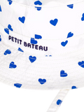 Petit Bateau kids sun hat with heart print white blue (British brand)