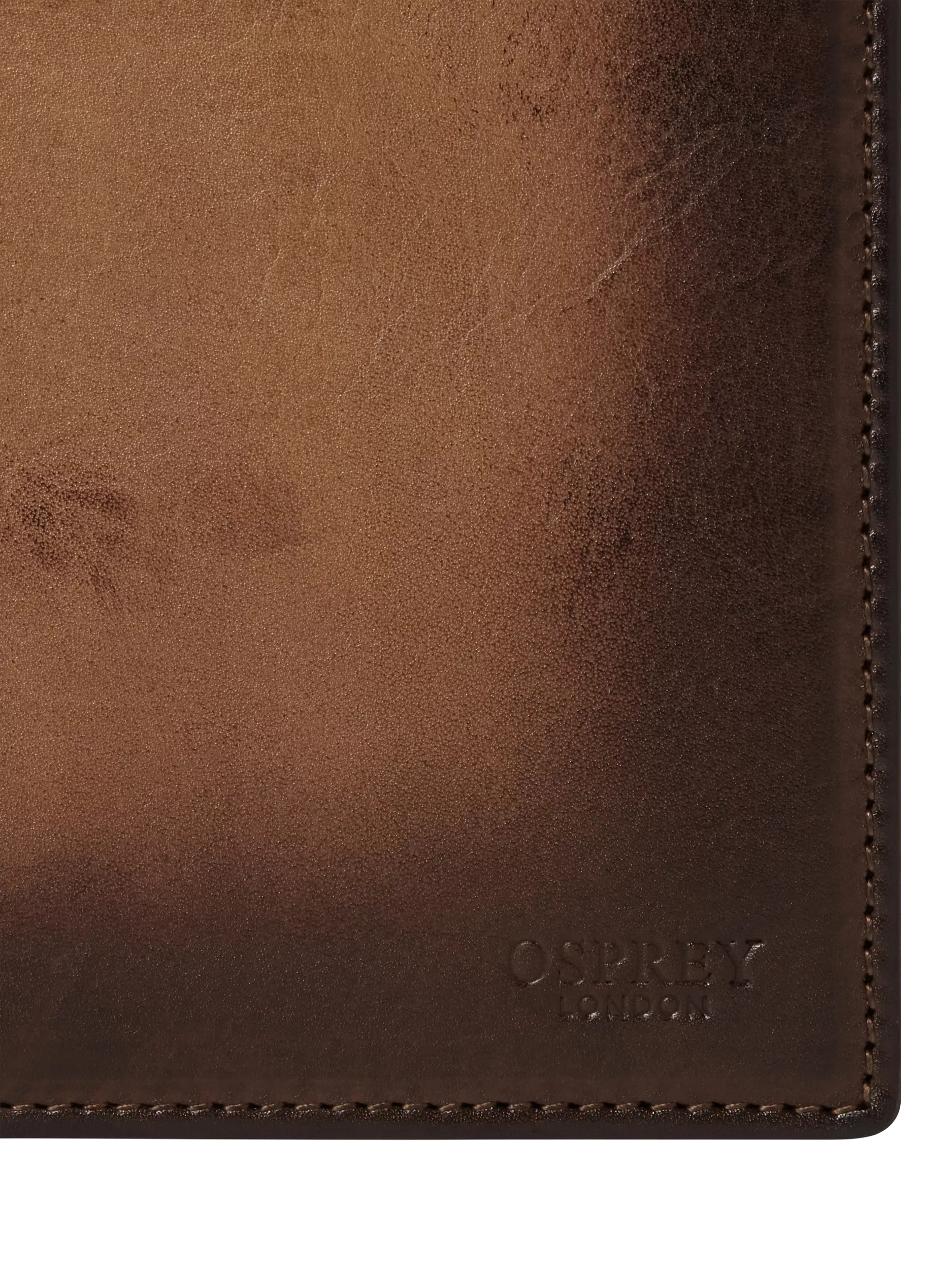 OSPREY LONDON hand burnished passport holder cognac, imported from the UK