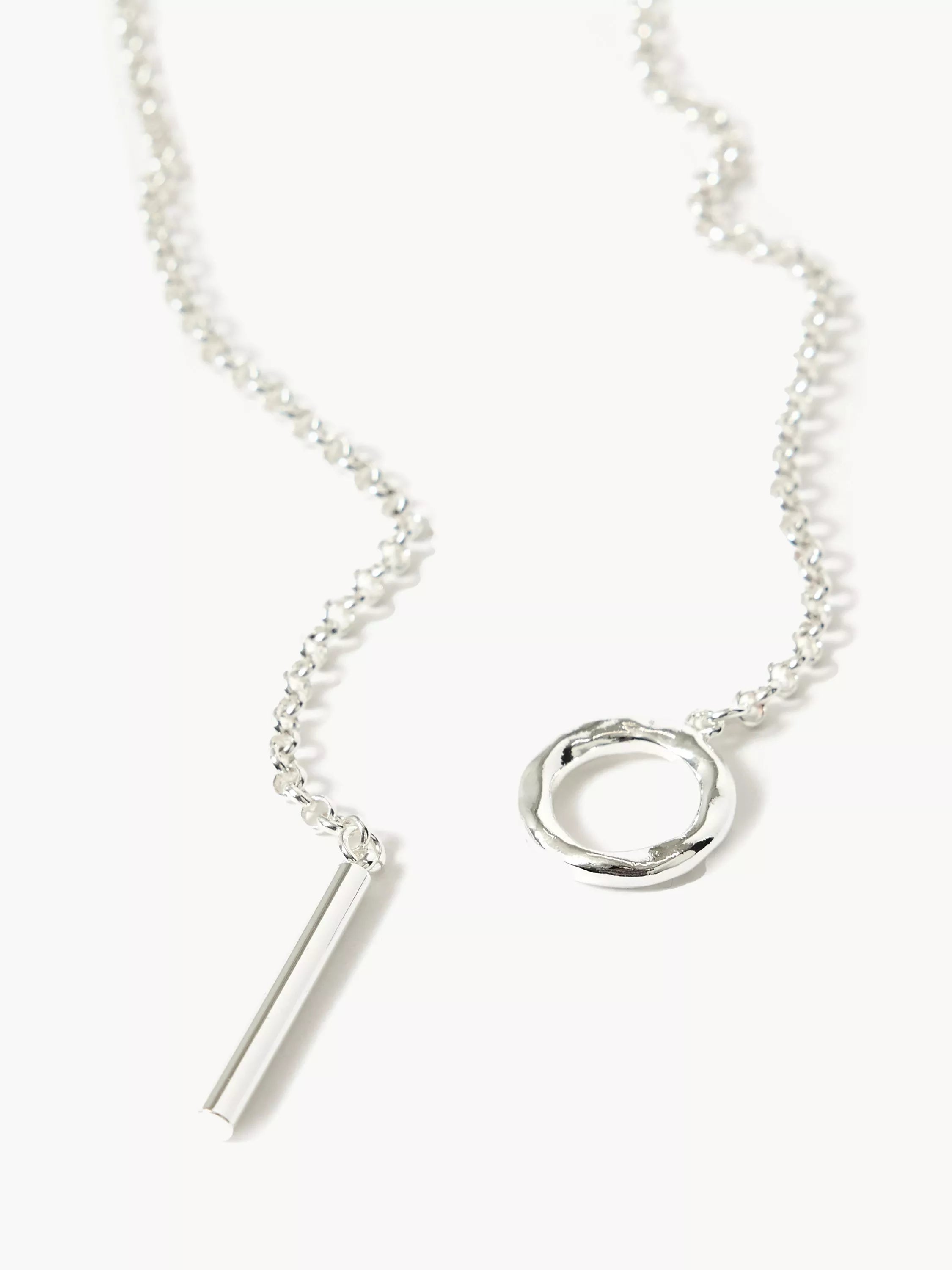 Jigsaw adjustable lariat necklace silver chain, UK version