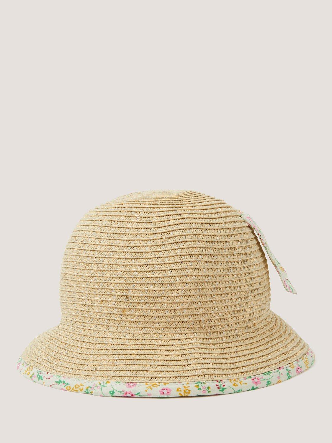 Monsoon baby straw hat with bunny face in multi, imported from the UK
