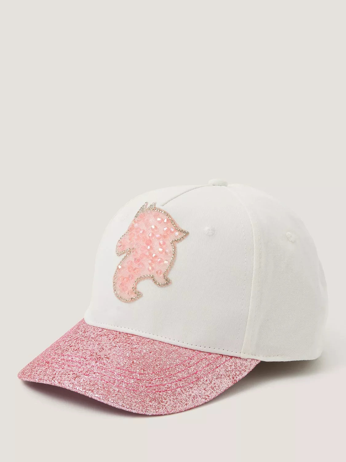 Monsoon kids unicorn glitter baseball cap white pink, imported from the UK